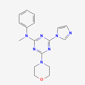 molecular formula C17H19N7O B8755374 2-(1-Imidazolyl)-4-(N-methyl-N-phenylamino)-6-morpholino-1,3,5-triazine 