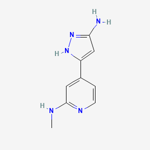 molecular formula C9H11N5 B8755487 4-(5-Amino-1H-pyrazol-3-yl)-N-methylpyridin-2-amine 