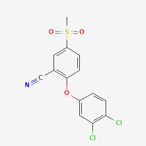 molecular formula C14H9Cl2NO3S B8755521 Benzonitrile, 2-(3,4-dichlorophenoxy)-5-(methylsulfonyl)- CAS No. 83649-25-6