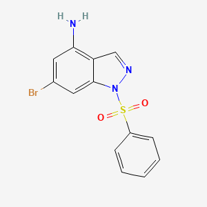 molecular formula C13H10BrN3O2S B8755677 6-Bromo-1-(phenylsulfonyl)-1H-indazol-4-amine 
