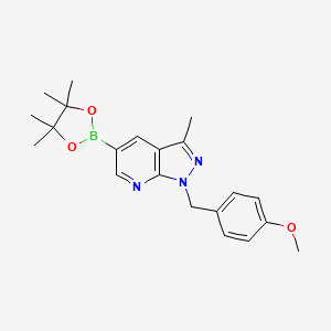 molecular formula C21H26BN3O3 B8755752 1-(4-methoxybenzyl)-3-methyl-5-(4,4,5,5-tetramethyl-1,3,2-dioxaborolan-2-yl)-1H-pyrazolo[3,4-b]pyridine 
