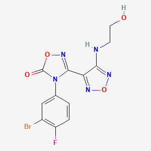 molecular formula C12H9BrFN5O4 B8755997 4-(3-Bromo-4-fluorophenyl)-3-(4-((2-hydroxyethyl)amino)-1,2,5-oxadiazol-3-yl)-1,2,4-oxadiazol-5(4H)-one 