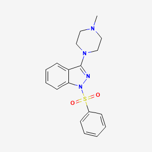 molecular formula C18H20N4O2S B8756338 1-(Benzenesulfonyl)-3-(4-methylpiperazin-1-yl)-1H-indazole CAS No. 131634-44-1