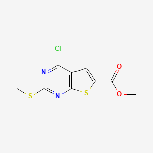 molecular formula C9H7ClN2O2S2 B8756425 Methyl 4-chloro-2-(methylthio)thieno[2,3-d]pyrimidine-6-carboxylate 