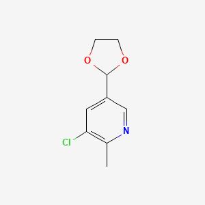 molecular formula C9H10ClNO2 B8756444 3-Chloro-5-(1,3-dioxolan-2-yl)-2-methylpyridine 