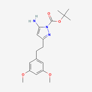 molecular formula C18H25N3O4 B8756629 Tert-butyl 5-amino-3-[2-(3,5-dimethoxyphenyl)ethyl]pyrazole-1-carboxylate 