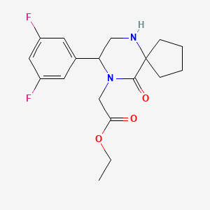 molecular formula C18H22F2N2O3 B8756952 Ethyl 2-(8-(3,5-difluorophenyl)-10-oxo-6,9-diazaspiro[4.5]decan-9-yl)acetate 