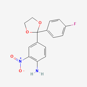 molecular formula C15H13FN2O4 B8757243 4-[2-(4-Fluorophenyl)-1,3-dioxolan-2-yl]-2-nitroaniline CAS No. 64420-30-0