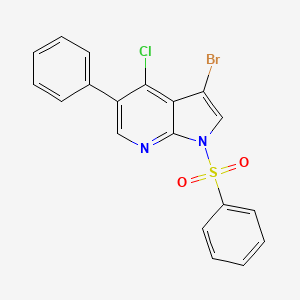 molecular formula C19H12BrClN2O2S B8757325 3-bromo-4-chloro-5-phenyl-1-(phenylsulfonyl)-1H-pyrrolo[2,3-b]pyridine 