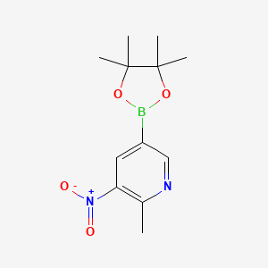 molecular formula C12H17BN2O4 B8758525 2-Methyl-3-nitro-5-(4,4,5,5-tetramethyl-1,3,2-dioxaborolan-2-yl)pyridine 