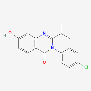 molecular formula C17H15ClN2O2 B8758529 3-(4-Chlorophenyl)-7-hydroxy-2-isopropylquinazolin-4(3H)-one 