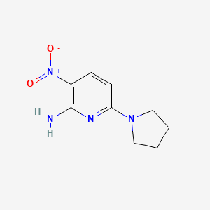 molecular formula C9H12N4O2 B8758556 3-Nitro-6-pyrrolidin-1-ylpyridin-2-ylamine 