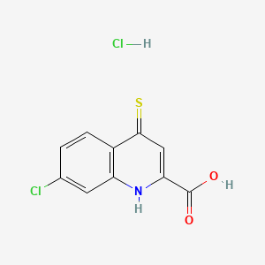 molecular formula C10H7Cl2NO2S B8758615 7-Chloro-4-mercaptoquinoline-2-carboxylic acid hydrochloride 