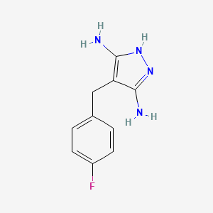 molecular formula C10H11FN4 B8758669 4-(4-fluorobenzyl)-1H-pyrazole-3,5-diamine 