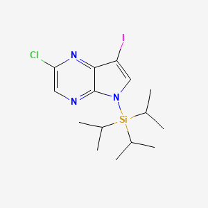 molecular formula C15H23ClIN3Si B8759378 2-Chloro-7-iodo-5-(triisopropylsilyl)-5H-pyrrolo[2,3-b]pyrazine 
