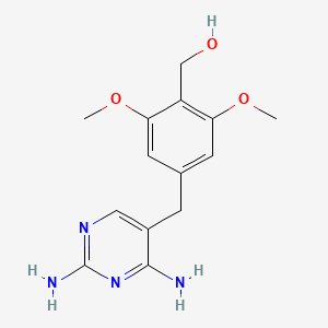 molecular formula C14H18N4O3 B8759580 Benzenemethanol, 4-((2,4-diamino-5-pyrimidinyl)methyl)-2,6-dimethoxy- CAS No. 55687-49-5