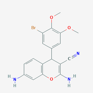 molecular formula C18H16BrN3O3 B8760107 2,7-diamino-4-(3-bromo-4,5-dimethoxyphenyl)-4H-chromene-3-carbonitrile 