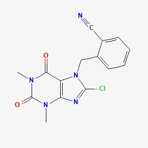 molecular formula C15H12ClN5O2 B8760424 2-(8-Chloro-1,3-dimethyl-2,6-dioxo-1,2,3,6-tetrahydropurin-7-ylmethyl)benzonitrile 