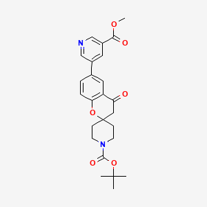 molecular formula C25H28N2O6 B8760442 Tert-butyl 6-(5-(methoxycarbonyl)pyridin-3-yl)-4-oxospiro[chroman-2,4'-piperidine]-1'-carboxylate 