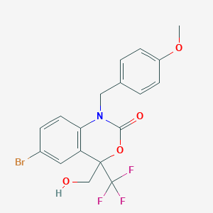 molecular formula C18H15BrF3NO4 B8760472 6-bromo-4-(hydroxymethyl)-1-(4-methoxybenzyl)-4-(trifluoromethyl)-1,4-dihydro-2H-3,1-benzoxazin-2-one 