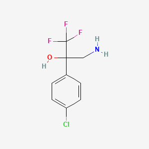 molecular formula C9H9ClF3NO B8760573 3-Amino-2-(4-chlorophenyl)-1,1,1-trifluoropropan-2-ol 