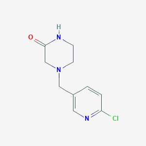 molecular formula C10H12ClN3O B8760688 4-((6-Chloropyridin-3-yl)methyl)piperazin-2-one 