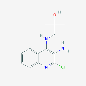 molecular formula C13H16ClN3O B8760943 1-[(3-Amino-2-chloroquinolin-4-yl)amino]-2-methylpropan-2-ol CAS No. 133860-78-3