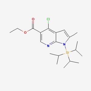 molecular formula C20H31ClN2O2Si B8761081 ethyl 4-chloro-2-methyl-1-(triisopropylsilyl)-1H-pyrrolo[2,3-b]pyridine-5-carboxylate 