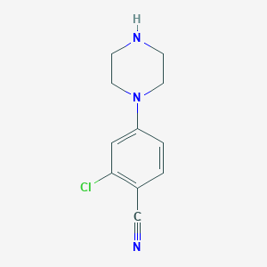 molecular formula C11H12ClN3 B8761262 2-Chloro-4-(piperazin-1-yl)benzonitrile 