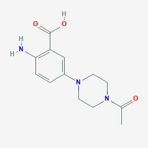 molecular formula C13H17N3O3 B8761464 2-Amino-5-(4-acetylpiperazin-1-yl)benzoic acid 