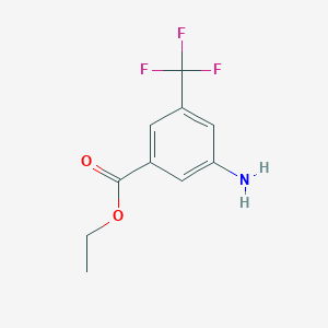 molecular formula C10H10F3NO2 B8761824 Benzoic acid, 3-amino-5-(trifluoromethyl)-, ethyl ester 