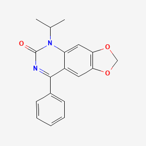 molecular formula C18H16N2O3 B8761941 1,3-DIOXOLO(4,5-g)QUINAZOLIN-6(5H)-ONE, 5-(1-METHYLETHYL)-8-PHENYL- CAS No. 33095-89-5