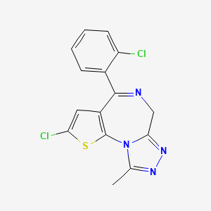 molecular formula C15H10Cl2N4S B8762028 6H-Thieno(3,2-f)(1,2,4)triazolo(4,3-a)(1,4)diazepine, 2-chloro-4-(2-chlorophenyl)-9-methyl- CAS No. 54123-06-7