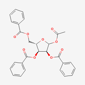 molecular formula C28H24O9 B8762254 L-Ribofuranose, 1-acetate 2,3,5-tribenzoate CAS No. 26287-72-9