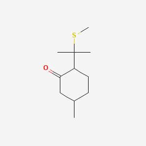 molecular formula C11H20OS B8762435 5-Methyl-2-(1-methyl-1-(methylthio)ethyl)cyclohexan-1-one CAS No. 85165-49-7