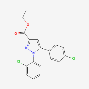 molecular formula C18H14Cl2N2O2 B8762447 Ethyl 1-(2-chlorophenyl)-5-(4-chlorophenyl)-1H-pyrazole-3-carboxylate 
