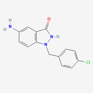 molecular formula C14H12ClN3O B8762562 5-Amino-1-(4-chloro-benzyl)-1,2-dihydro-indazol-3-one CAS No. 197584-45-5
