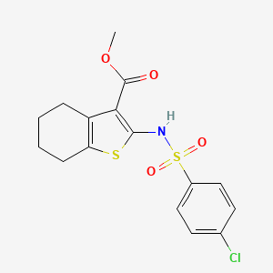 molecular formula C16H16ClNO4S2 B8762693 Methyl 2-{[(4-chlorophenyl)sulfonyl]amino}-4,5,6,7-tetrahydro-1-benzothiophene-3-carboxylate 