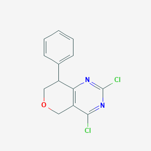 molecular formula C13H10Cl2N2O B8762838 2,4-Dichloro-8-phenyl-7,8-dihydro-5H-pyrano[4,3-D]pyrimidine 