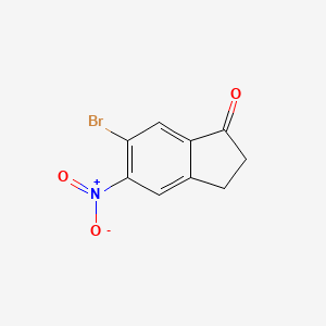 molecular formula C9H6BrNO3 B8763328 6-bromo-5-nitro-2,3-dihydro-1H-inden-1-one CAS No. 158205-20-0