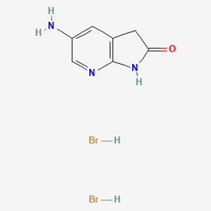 molecular formula C7H9Br2N3O B8763966 2H-Pyrrolo[2,3-b]pyridin-2-one, 5-amino-1,3-dihydro-, (hydrobromide) (1:2) 