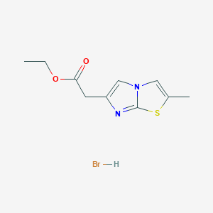 molecular formula C10H13BrN2O2S B8763985 Ethyl 2-(2-methylimidazo[2,1-b]thiazol-6-yl)acetate hydrobromide 