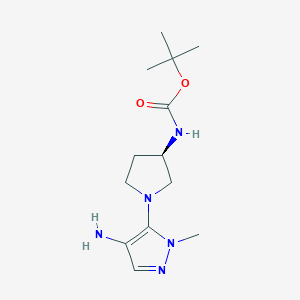 molecular formula C13H23N5O2 B8764505 (R)-3-(Boc-amino)-1-(4-amino-1-methyl-1H-pyrazol-5-YL)pyrrolidine 