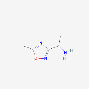 molecular formula C5H9N3O B8765043 1-(5-Methyl-1,2,4-oxadiazol-3-yl)ethan-1-amine 