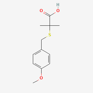 molecular formula C12H16O3S B8765120 Propanoic acid, 2-[[(4-methoxyphenyl)methyl]thio]-2-methyl- CAS No. 136847-16-0