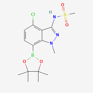 molecular formula C15H21BClN3O4S B8765292 N-(4-Chloro-1-methyl-7-(4,4,5,5-tetramethyl-1,3,2-dioxaborolan-2-yl)-1H-indazol-3-yl)methanesulfonamide 