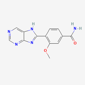 molecular formula C13H11N5O2 B8765660 3-methoxy-4-(7H-purin-8-yl)benzamide CAS No. 89469-10-3