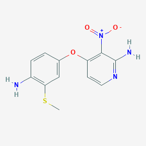 molecular formula C12H12N4O3S B8765827 4-(4-Amino-3-(methylthio)phenoxy)-3-nitropyridin-2-amine 