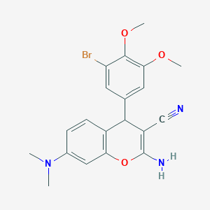 molecular formula C20H20BrN3O3 B8765927 2-amino-4-(3-bromo-4,5-dimethoxyphenyl)-7-(dimethylamino)-4H-chromene-3-carbonitrile 