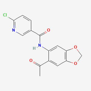 molecular formula C15H11ClN2O4 B8766046 N-(6-acetyl-1,3-benzodioxol-5-yl)-6-chloropyridine-3-carboxamide 